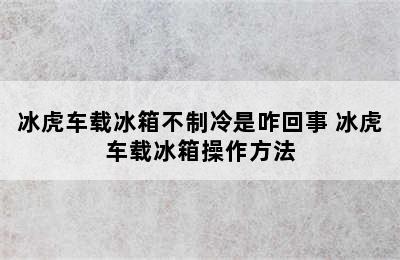 冰虎车载冰箱不制冷是咋回事 冰虎车载冰箱操作方法